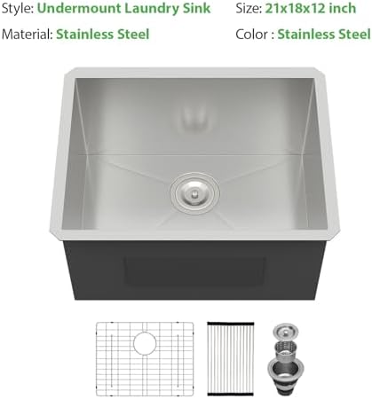 21 Inch Undermount Stainless Steel Laundry Sink - Image 6
