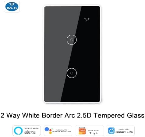 Zigbee3.0 Tuya Smart Touch Wall Light Switch, Black, 2 Gang - Image 2