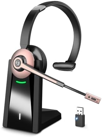 Wireless Headset with Mic for Work, Single Ear Bluetooth Headset for PC by Earbay