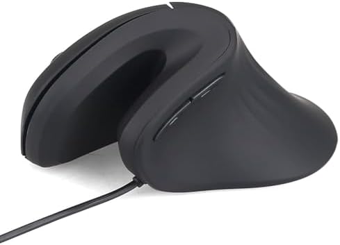 HXMJ- Ergonomic Vertical Mouse Wired,USB Corded Optical Mice,Silent Click,Right Handed-Black by KeyboardandMouse