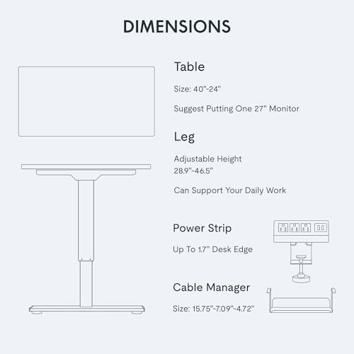 FLEXISPOT EN2 40"x24" Standing Desk with Power Strip Bundle, White - Image 6