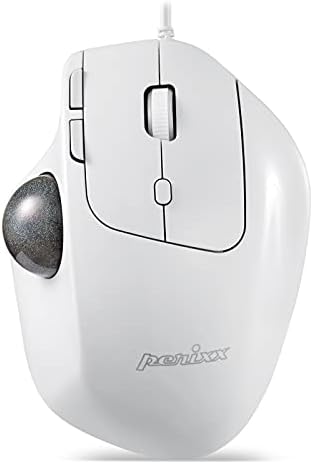 Perixx PERIMICE-520W Wired USB Ergonomic Trackball Mouse - 2 Adjustable Angle Support - 8 Button Tilt Wheel Design - White (11766) by PerixxComputerGmbH