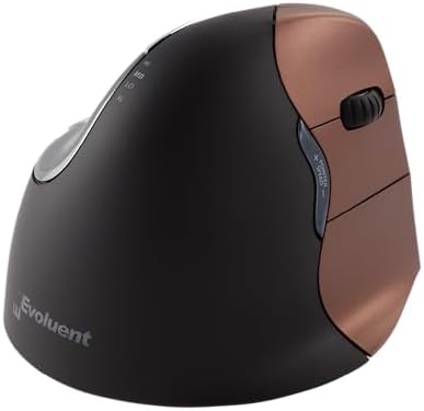 Evoluent – Inventor of The Vertical Mouse – VM4SW Ergonomic Vertical Mouse Right Hand Small Wireless USB, Sculpted for Comfort, Reduces Wrist Strain, 4 Speeds, 6 Customizable Buttons in Windows by Evoluent