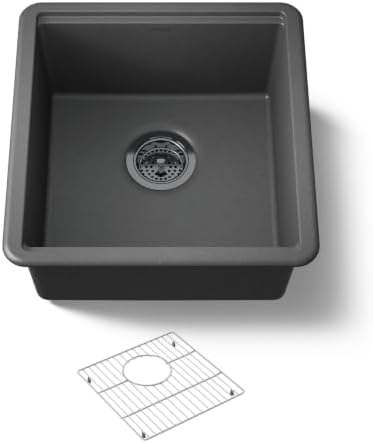 KOHLER Billings 18" Undermount Bar Sink, Single Bowl, Neoroc Composite, Matte Finish, Compact Prep Sink for Wet Bar or Kitchen Island, Matte Graphite, K-33711-CM7 by Unknown
