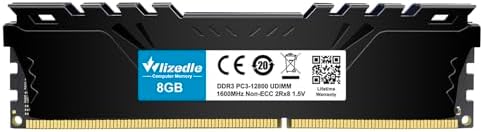DDR3 RAM 8GB 1600MHz CL11 UDIMM, Desktop Memory Module PC3-12800 240-Pin 1.5V 2Rx8 Dual Rank Non-ECC Unbuffered PC Computer RAM Stick Upgrade - Black - Image 2