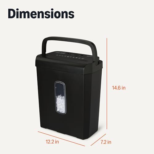 Amazon Basics 6-Sheet High Security Cross-Cut Paper and Credit Card Shredder, 3.7 Gallon, Shreds Staples, Auto Shut-Off, Compact Design for Home, Black - Image 5