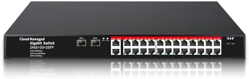 STEAMEMO 26-Port Gigabit Ethernet Switch | Smart Managed with 2 SFP Slots | QoS & VLAN Support | Rackmount/Desktop Metal Network Switch | Plug & Play Setup(Includes Power Adapter) by STEAMEMO