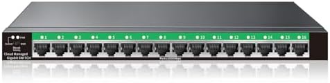 STEAMEMO 16-Port Gigabit Managed Switch | Web Smart Ethernet Switch with VLAN & QoS | Fanless Metal Housing | Desktop/Wall Mount | Enterprise Network Switch for Small Business, Home Office by STEAMEMO