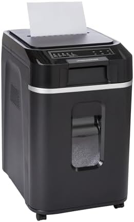 Amazon Basics 200-Sheet Auto Feed Micro Cut Paper Shredder with Pullout Basket, Black - NEW (Previously AmazonCommercial brand) by AmazonBasics