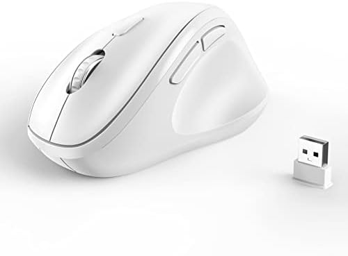 Ergonomic Wireless Mouse 2025 New Updated Smaller with USB-A Receiver for PC Computer, Laptop and Desktop, Ergo Mouse Vertical with Silent Clicks Long Battery Life, Up to 1600 DPI, White by Unknown
