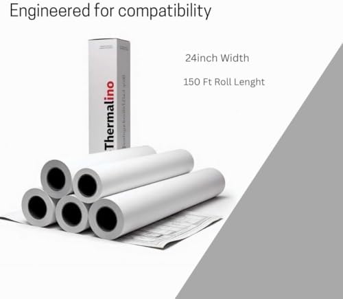 (20 Rolls) 24' inch x 150 ft Wide Format Paper – 2" Core CAD Bond Rolls, 92 Bright, 20lb – Plotter Paper Rolls for Epson Printer, Inkjet Printer Paper, Premium Large Format BULK PACK - Image 6