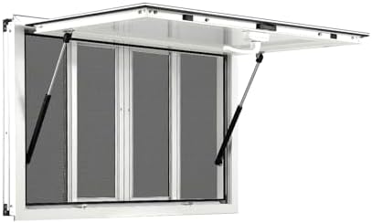 Concession Window 36" x 24", Serving Window With 4 Horizontal Sliding Screen Windows & Awning Door & Drag Hook, Aluminum Alloy Concession Serving Window for Food Trucks Concession Trailers by EcoSummer