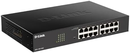D-Link 16-Port Gigabit Smart Managed Ethernet Switch, L2, VLANs, Qos, IGMP Snooping, Sturdy Metal with Shielded Ports, Desktop/Rackmount, Fanless, NDAA/TAA, Lifetime Product Coverage (DGS-1100-16V2) by D-Link