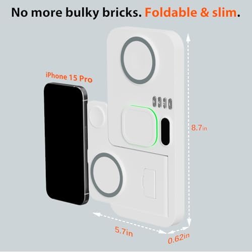 Dual Phone Magnetic Wireless Charging Station for Apple Devices, 7-Color Auto Light & 12H Clock, Multi-Device Charger for iPhone 18 Pro/18 Pro Max/17/16, for iWatch 11/10/9 & AirPods Pro3(Cream - Image 7