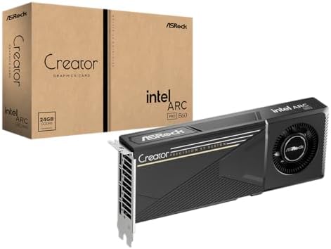ASRock Intel Arc Pro B60 Creator 24GB Graphics Card, Workstation GPU, Xe2-HPG, 2400MHz, 24GB GDDR6 192-bit, PCIe 5.0, 4X DP 2.1, Blower by ASRockAmerica