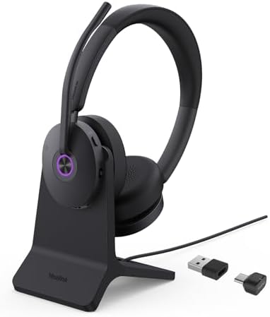 Yealink BH74 with Stand ANC Wireless Headset with Microphone for PC, Bluetooth Headset Noise Cancelling with 6 AI Mic, 32H Talk Time & Mute Button, Microsoft Teams Premium Open Office Certified UC by RedefineYourWorkplace