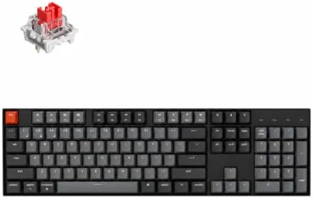 Keychron K10 Full Size 104 Keys Bluetooth Wireless Mechanical Gaming Keyboard for Mac Windows with Keychron Apex Red Switch, Multitasking/White LED Backlight/USB C Wired Computer Keyboard by Keychron