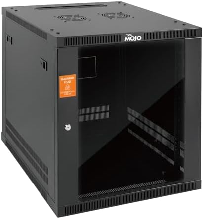 Tecmojo 12U Wall Mount Rack Cabinet, Heavy-Duty 176 Lbs High Load Capacity, 19” Enclosed Server Network Rack with 2 Colling Fans, Glass Door, 23.6” Deep – Elite Collection by Tecmojo
