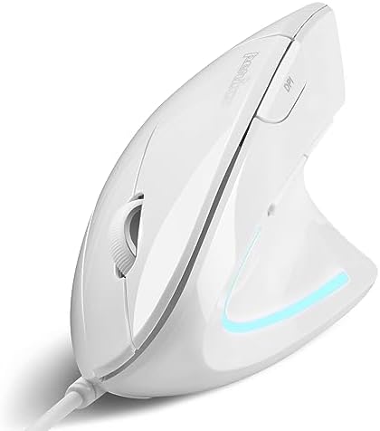 Perixx PERIMICE-513W Wired Ergonomic USB Mouse - 6 Buttons with 1000/1600 DPI - Vertical Right-Handed Design - White (Pack of 2) by PerixxComputerGmbH