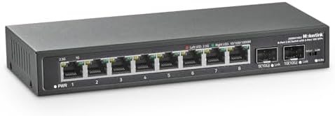 MokerLink 8 Port 2.5Gigabit Ethernet Switch with 2x10G SFP Slot, 8 x 2.5G Base-T Ports, VLAN Isolation, Metal Unmanaged Fanless Small Network Switch by MokerLink