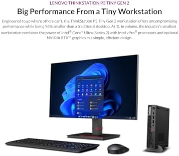 Lenovo ThinkStation P3 Tiny Gen 2 Workstation with Intel Core Ultra 9 285 vPro Processor, NVIDIA RTX A1000 8GB GDDR6, 32GB DDR5 Memory, 1TB SSD, DisplayPort, RJ-45, WiFi 7, and Windows 11 Pro - Image 7