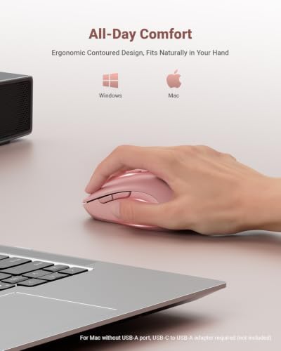 wegear USB Wireless Mouse for Laptop PC Mac, 2.4GHz Cordless Mouse-Pink - Image 6