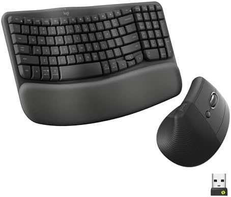 Logitech Wave Keys & Lift Vertical Mouse Ergonomic Wireless Combo, Graphite by Unknown