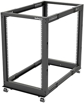 StarTech 18U 4-Post Server Rack, 19in Open Frame Rack with 40in (101cm) Mounting Depth and 1200lb (544kg) Weight Capacity, Mobile or Floor Mount IT Rack by StarTech