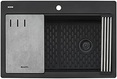 Ruvati 33-in Matte Black Granite Workstation Drop-in Sink - RVG1302BK - Image 4