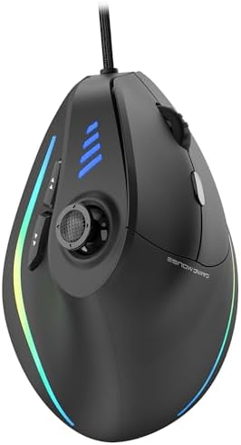 TRELC Wired Gaming Mouse with 5 D Rocker, 10000 DPI/11 Programmable Buttons, Vertical Ergonomic Mouse with On-Board Memory, Optical Computer Mice for PC/Laptop/E-Sports/Gamer by TRELC