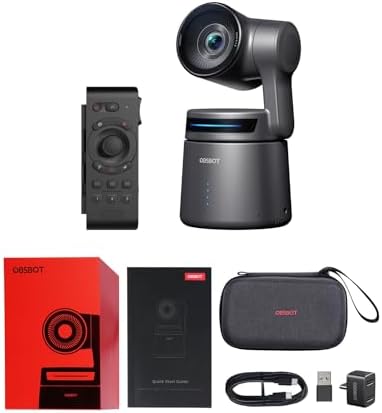 OBSBOT Tail Air & Smart Remote Combo, Streaming Camera with AI Tracking PTZ, Intelligent APP, Gesture Control, HDMI/USB-C/Wireless Webcam, Video Cameras for Filming, Worship, Content Creator, etc. by OBSBOT