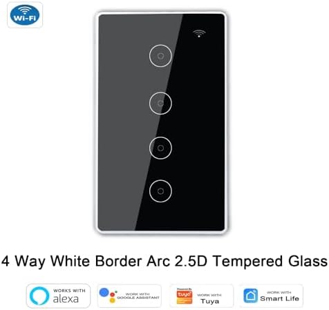 WiFi Smart Wall Touch Light Switch Glass Panel Wireless Remote Control by Smart-Life APP Anywhere Compatible with AI Alexa,Timing Function No Hub Required (1-2-3-4 Gang) (Black, Three Gang) - Image 2