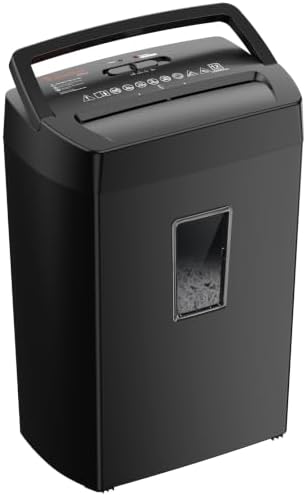Bonsaii 12-Sheet Cross Cut Paper Shredder, 5.5 Gal Home Office Heavy Duty Shredder for Paper, Credit Card, Mail, Staples, with Transparent Window, High Security Level P-4 (C275-A) by bonsaii