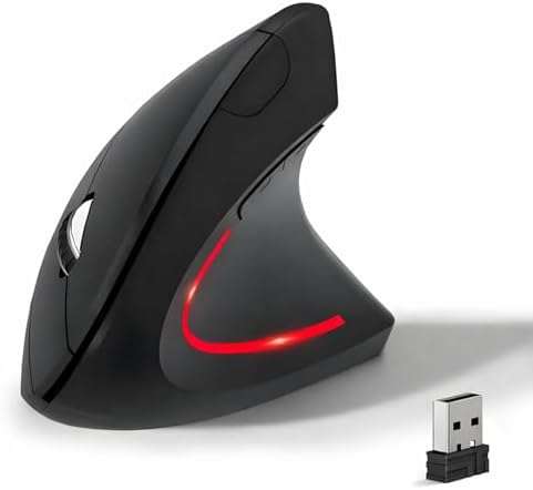 Wireless Ergonomic Mouse, 2.4G Wireless Vertical Ergo Mouse, 800/1200/1600 Adjustable DPI,6 Buttons Ergonomic Mouse for Laptop/MacBook/PC/Desktop-Black by Unknown