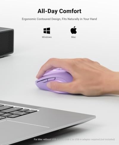 wegear USB Wireless Mouse for Laptop PC Mac, 2.4GHz Cordless Mouse-Purple - Image 5