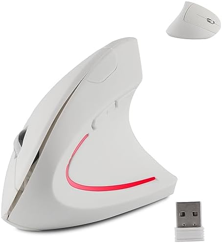 Wireless Mouse Ergonomic Vertical Ergo High Presion Optical Lightweight Cordless LED Light Cute Wireless Mice for Laptop Computer Mac Office Girl Boy Women Men Gift,800/1200/1600 DPI,6 Buttons by SHARESUNSHINE
