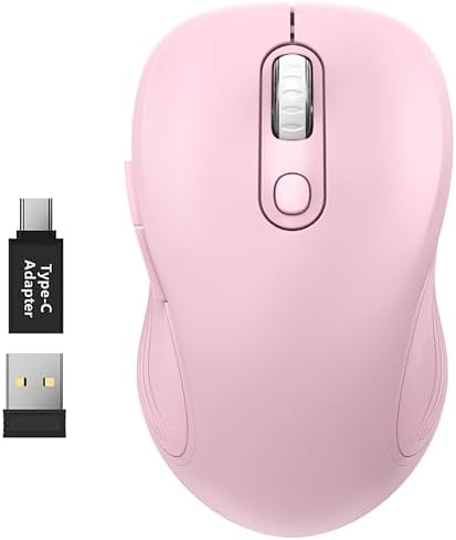 WisFox 2.4GHz Wireless Mouse for Laptop, Ergonomic 6-Button, Blush Pink by Bringyouqualityproducts