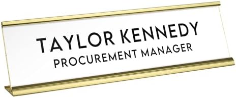 Custom Engraved Desk Plate | Personalized with your Name and Title | Perfect Decor for Office, Business, or Home | Multiple Font and Color Options | 2x8" or 2x10" (White w/Black Letters, 2x8") by 904Custom