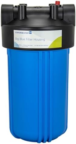 Big Filter Housing, 1" NPT 10 inch Whole House Heavy Duty Water Filter Housing with Pressure Relief Button, 10-Inch, Black/Blue by Coronwater