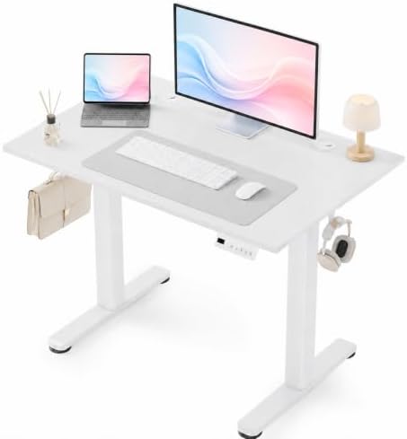Claiks 40 x 24 Inch White Electric Standing Desk by CLAIKS