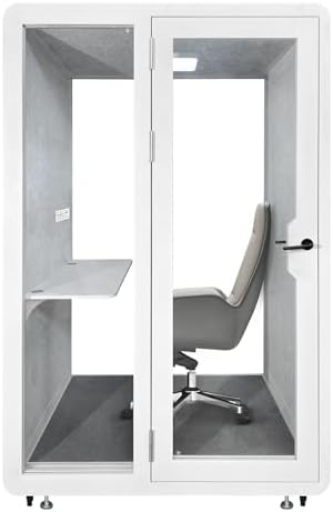 Soundproof Office Pod Booth, Quiet Meeting Pod with Acoustic Panels, Portable Modular Pod, Privacy Booth for Private Phone Calling, One to Two Person Workspace with Sound Isolation W55in D48in H92in by Unknown