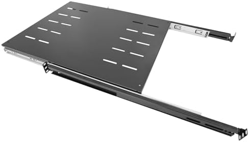GlobalRack 1U Sliding Shelf,31-45" Adjustable, Double-Sided, Soft-Close by GlobalRack