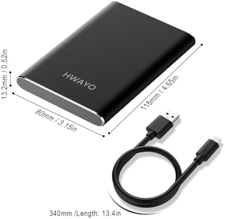 HWAYO 1.5TB Portable External Hard Drive USB3.1 Type C Ultra Slim 2.5'' HDD - Image 4