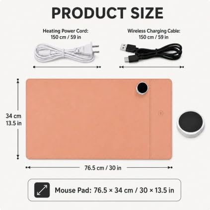 Heated Desk Pad Mouse Mat - Keyword Hand Warmer for Office Desktop, Pink - Image 2