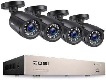 ZOSI 8CH CCTV Camera System, H.265+ 5MP Lite DVR Recorder with 4 x 1080P Outdoor Indoor Security Bullet Cameras, AI Human Vehicle Detection, 80ft Night Vision, Remote Access, NO Hard Drive by ZOSI
