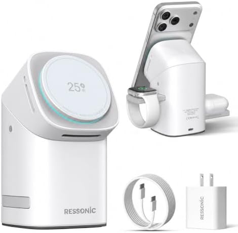 25W 3 in 1 Wireless Charging Station for Apple&Samsung, Desk Night Stand by Unknown