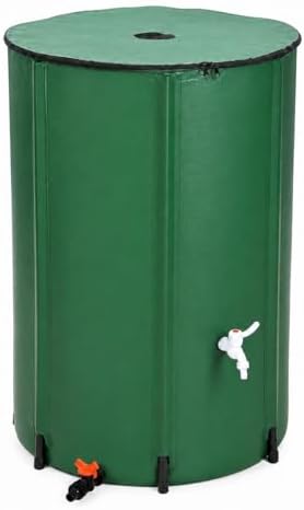 132 Gallon Collapsible Rain Barrel, Portable Rainwater Collection System, Rain Catcher Barrel with Two Spigots and Overflow Kit, Rain Water Barrel Collector for Garden, Green by ANTSKU