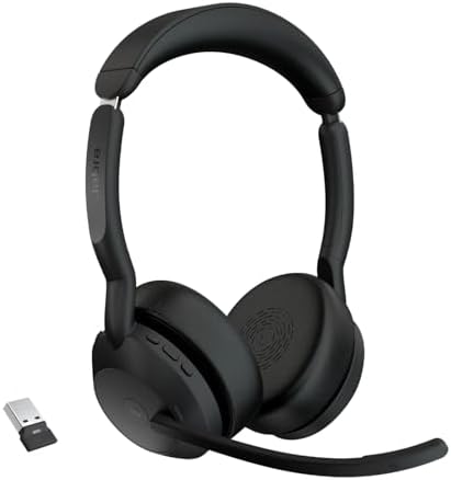 Jabra Evolve2 55 Stereo Wireless Headset - Features AirComfort Technology, Noise-Cancelling Mics & Active Noise Cancellation - MS Teams Certified, Works with Other Platforms - Black by Jabra