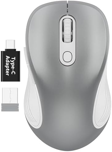 WisFox 2.4GHz Wireless Mouse for Laptop, Ergonomic 6-Button, Silver by Bringyouqualityproducts