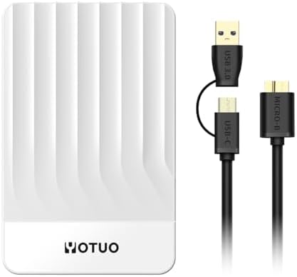 YOTUO 750GB External Hard Drive, Portable Storage Expansion HDD, USB 3.0 & USB-C for PC, Mac, Desktop, Laptop, Smartphone, PS4, Xbox One, Xbox 360, Office & Game, White by YOUTO